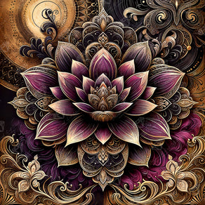 Magenta Gold Lotus Mandala