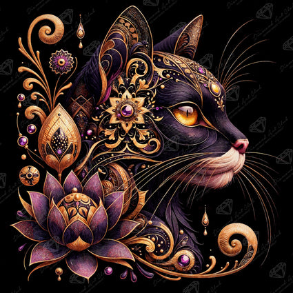 Diamond Painting A Cat Named Lotus 27.6" x 27.6" (69.9cm x 69.9cm) / Square with 79 Colors including 1 AB and 1 Iridescent Diamond and 3 Fairy Dust Diamonds / 78,961