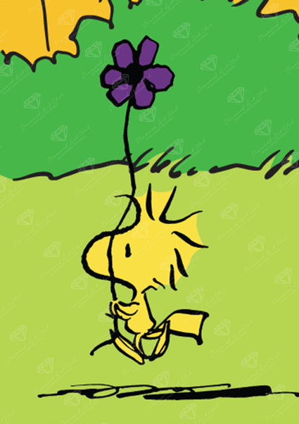 Diamond Painting A Flower for Woodstock 10.6" x 15" (27cm x 38cm) / Round With 6 Colors including 1 AB Diamonds and 1 Fairy Dust Diamonds / 13,056