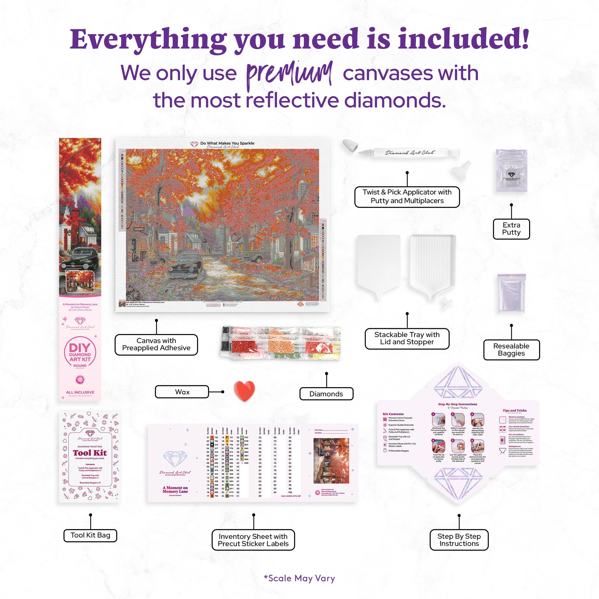 Diamond Painting A Moment on Memory Lane 28" x 22″ (71cm x 56cm) / Round With 42 Colors Including 1 AB / 49,899