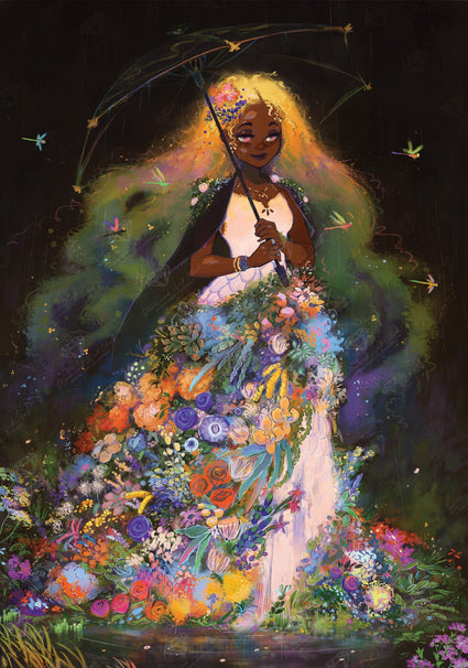 Diamond Painting A Stroll in the Rain 27.6" x 39.4" (69.9cm x 99.8cm) / Square with 94 Colors including 3 ABs and 1 Electro Diamond and 3 Fairy Dust Diamonds / 112,681