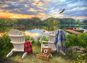 Diamond Painting Adirondack Chairs 37.8" x 27.6" (95.8cm x 69.9cm) / Square with 63 Colors including 2 ABs and 1 Frosted Diamond and 3 Fairy Dust Diamonds / 108,185