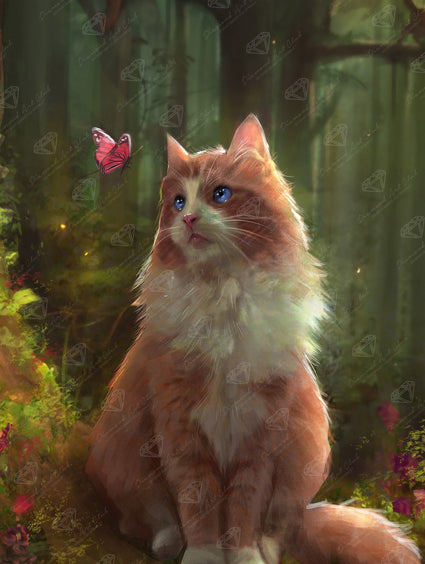 Diamond Painting Amber the Cat 22" x 29" (55.6cm x 73.7cm) / Round With 80 Colors Including 3 ABs and 3 Fairy Dust Diamonds / 54,136