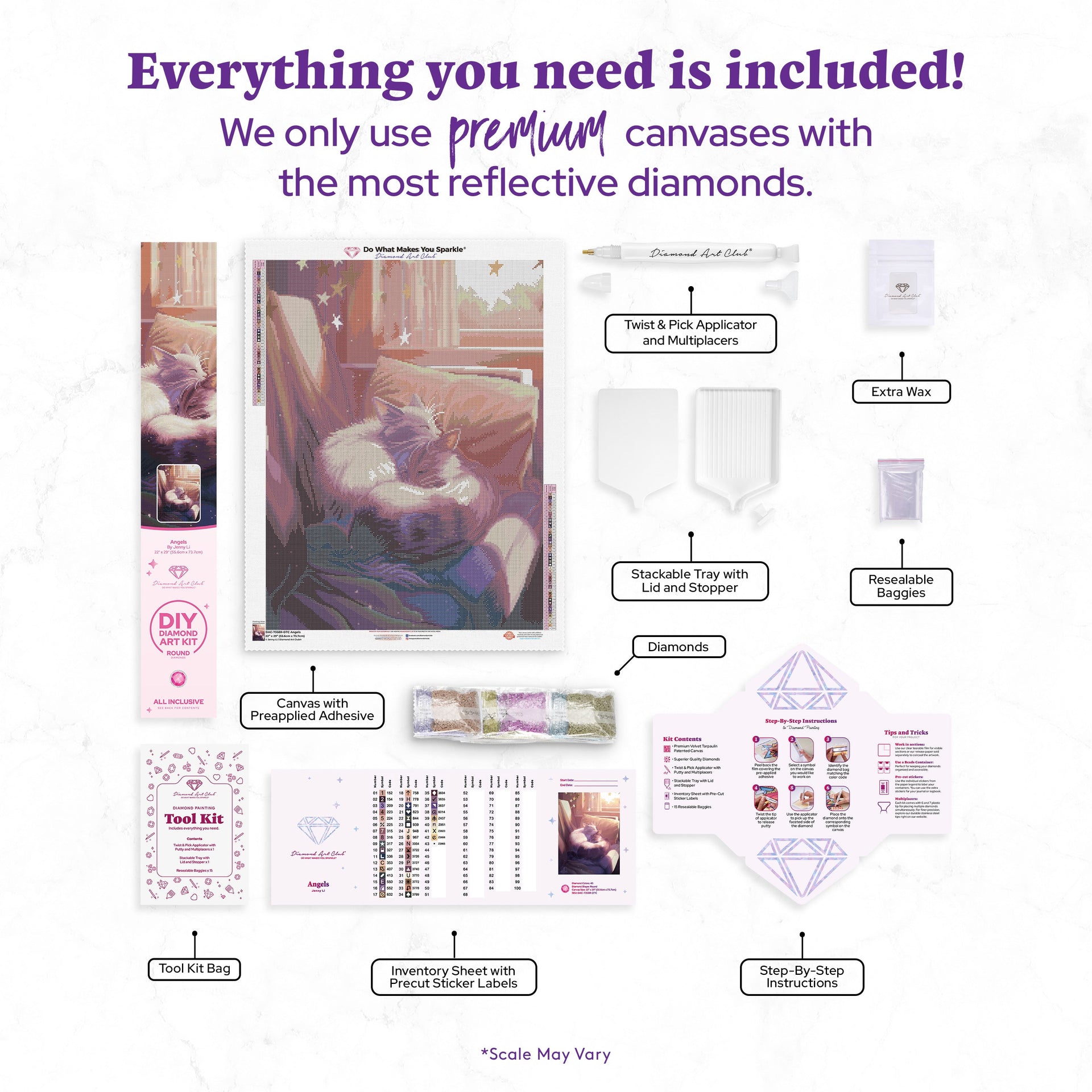 Diamond Painting Angels 22" x 29" (55.6cm x 73.7cm) / Square with 43 Colors including 5 Fairy Dust Diamonds / 54,136