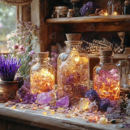 Diamond Painting Apothecary Shop 27.6" x 27.6" (69.9cm x 69.9cm) / Square with 94 Colors including 4 ABs and 1 Iridescent Diamond and 1 Frosted Diamond and 5 Fairy Dust Diamonds / 78,961