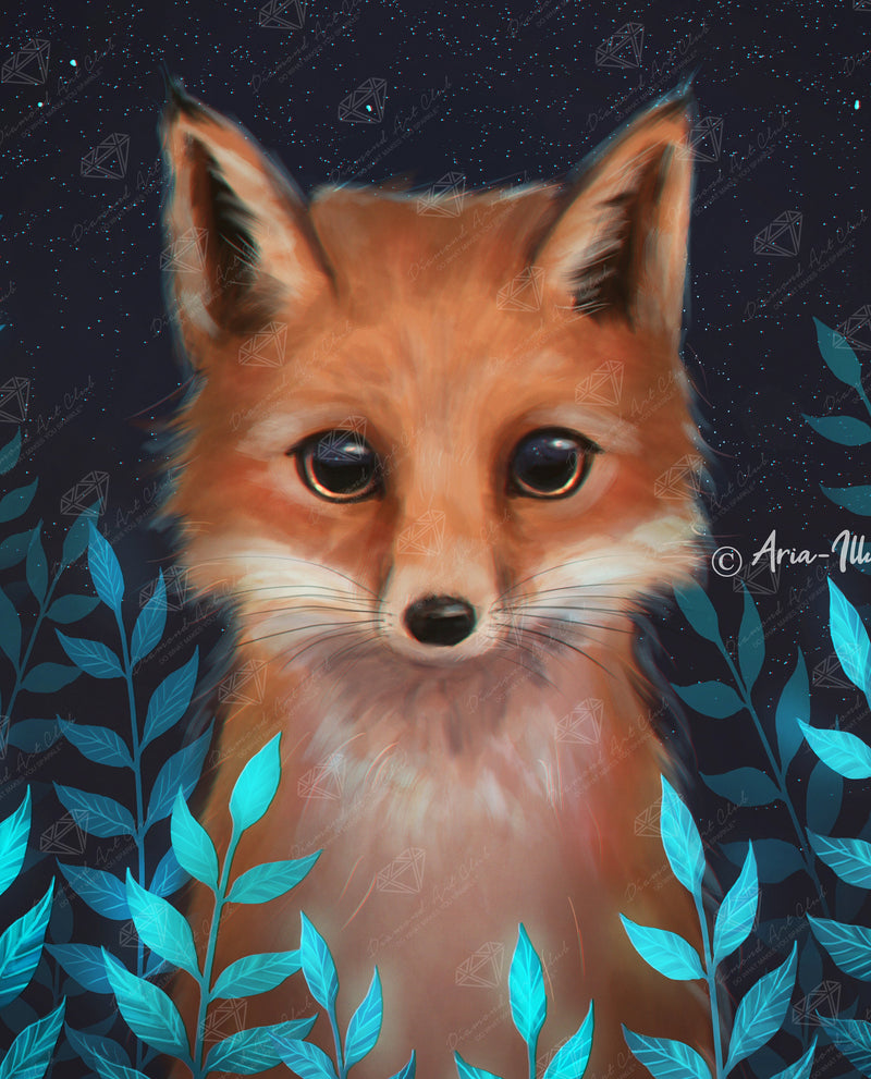 Diamond Painting Arctic Fox 13" x 16" (32.8cm x 40.6cm) / Round with 31 Colors including 2 ABs and 1 Fairy Dust Diamonds / 16,965