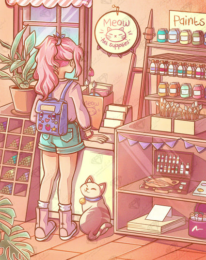 Diamond Painting Art Shop 25.6" x 32.3" (65cm x 81.9cm) / Square With 60 Colors Including 3ABs and 6 Fairy Dust Diamonds / 85,869