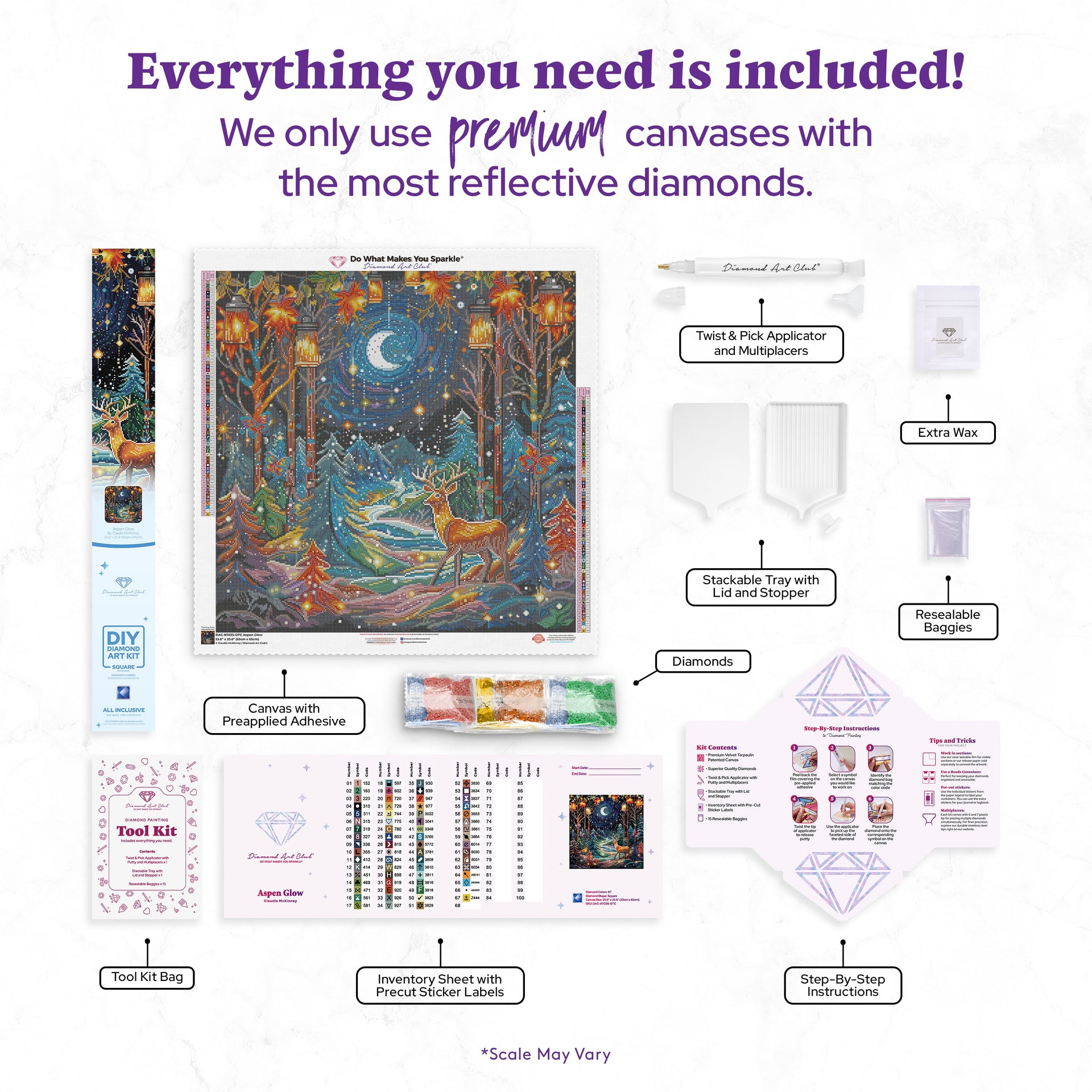 Diamond Painting Aspen Glow 25.6" x 25.6" (65cm x 65cm) / Square with 67 Colors including 3 ABs and 1 Fairy Dust Diamond / 68,121