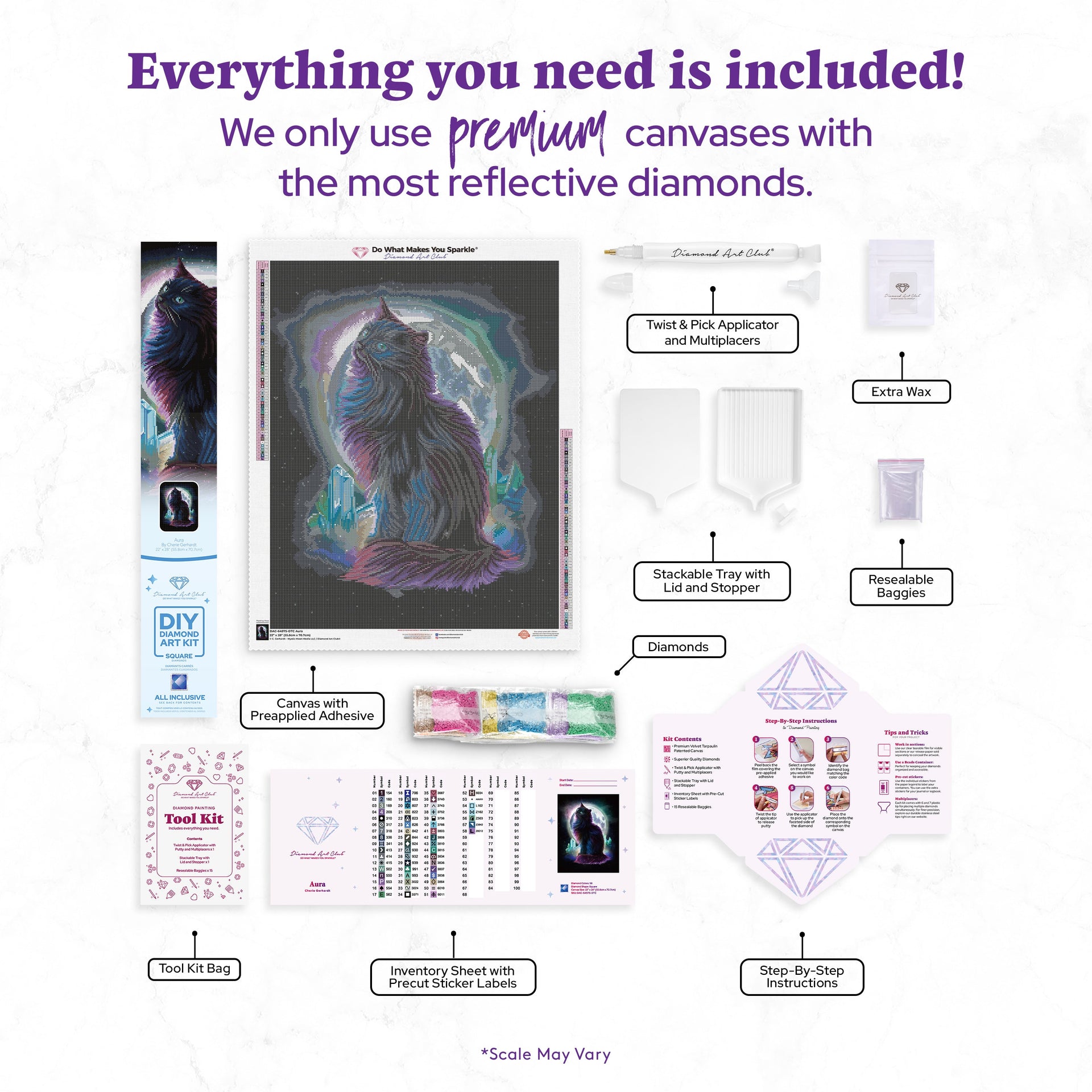 Diamond Painting Aura 22" x 28" (55.8cm x 70.7cm) / Square with 58 Colors including 1 AB and 1 Iridescent Diamond and 4 Fairy Dust Diamonds / 63,616