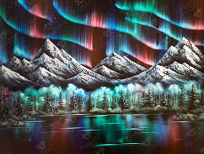 Diamond Painting Aurora Lake 36.6" x 27.6" (92.8cm x 69.9cm) / Square with 90 Colors including 2 ABs and 6 Fairy Dust Diamonds / 104,813