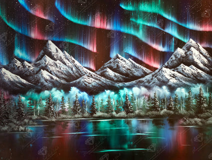 Diamond Painting Aurora Lake 36.6" x 27.6" (92.8cm x 69.9cm) / Square with 90 Colors including 2 ABs and 6 Fairy Dust Diamonds / 104,813