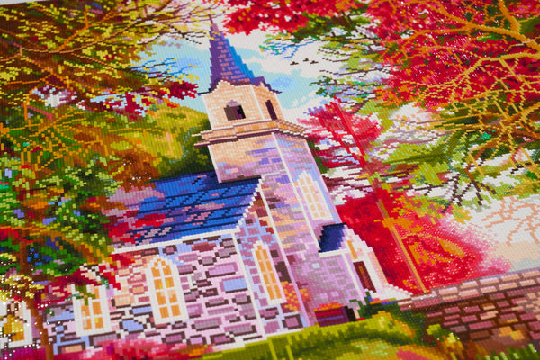 Autumn Chapel Diamond Painting Kit – Diamond Art Club