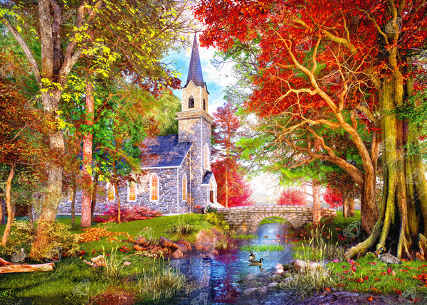 Autumn Chapel Diamond Painting Kit – Diamond Art Club