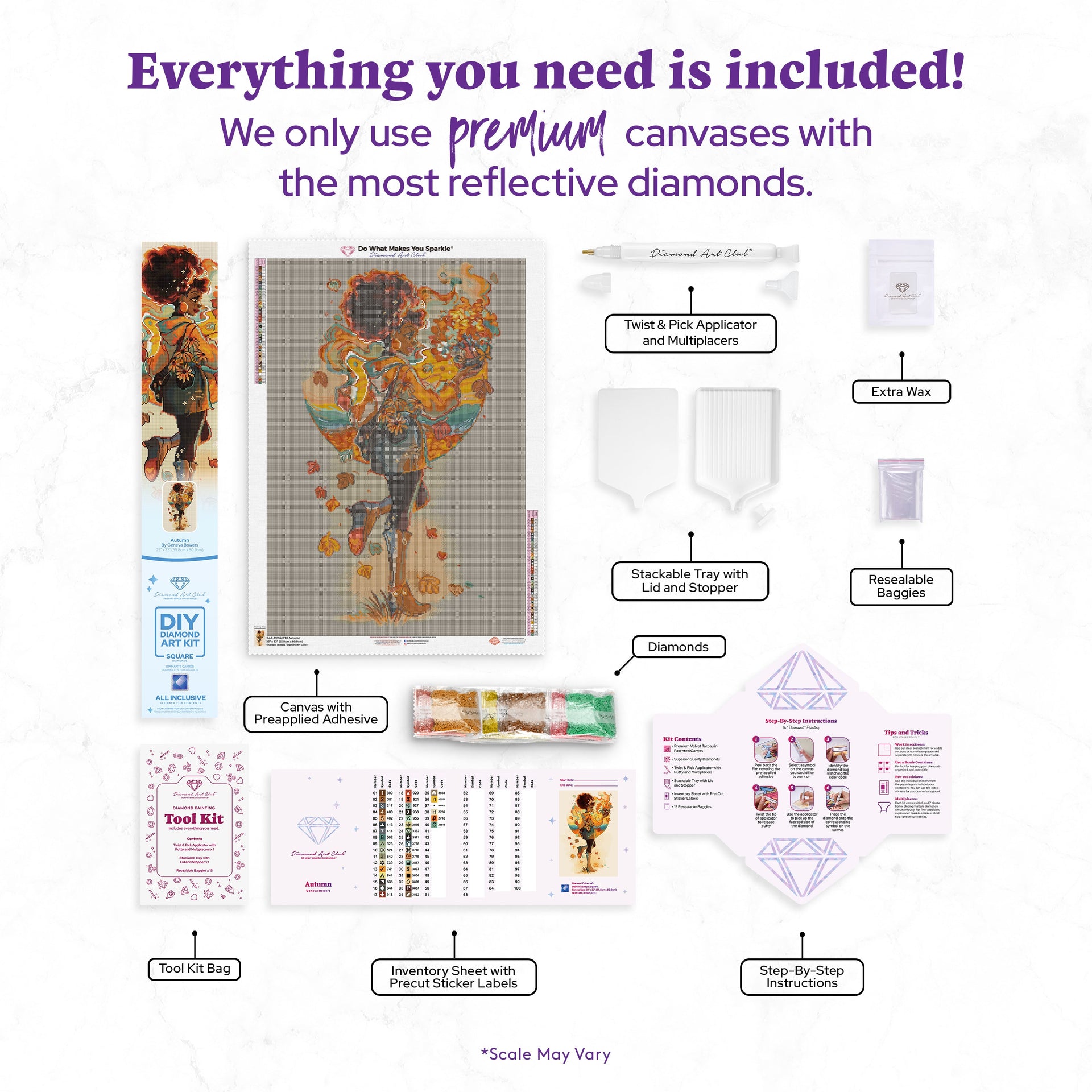 Diamond Painting Autumn 22" x 32" (55.8cm x 80.9cm) / Square with 40 Colors including 2 ABs and 3 Fairy Dust Diamonds / 72,800