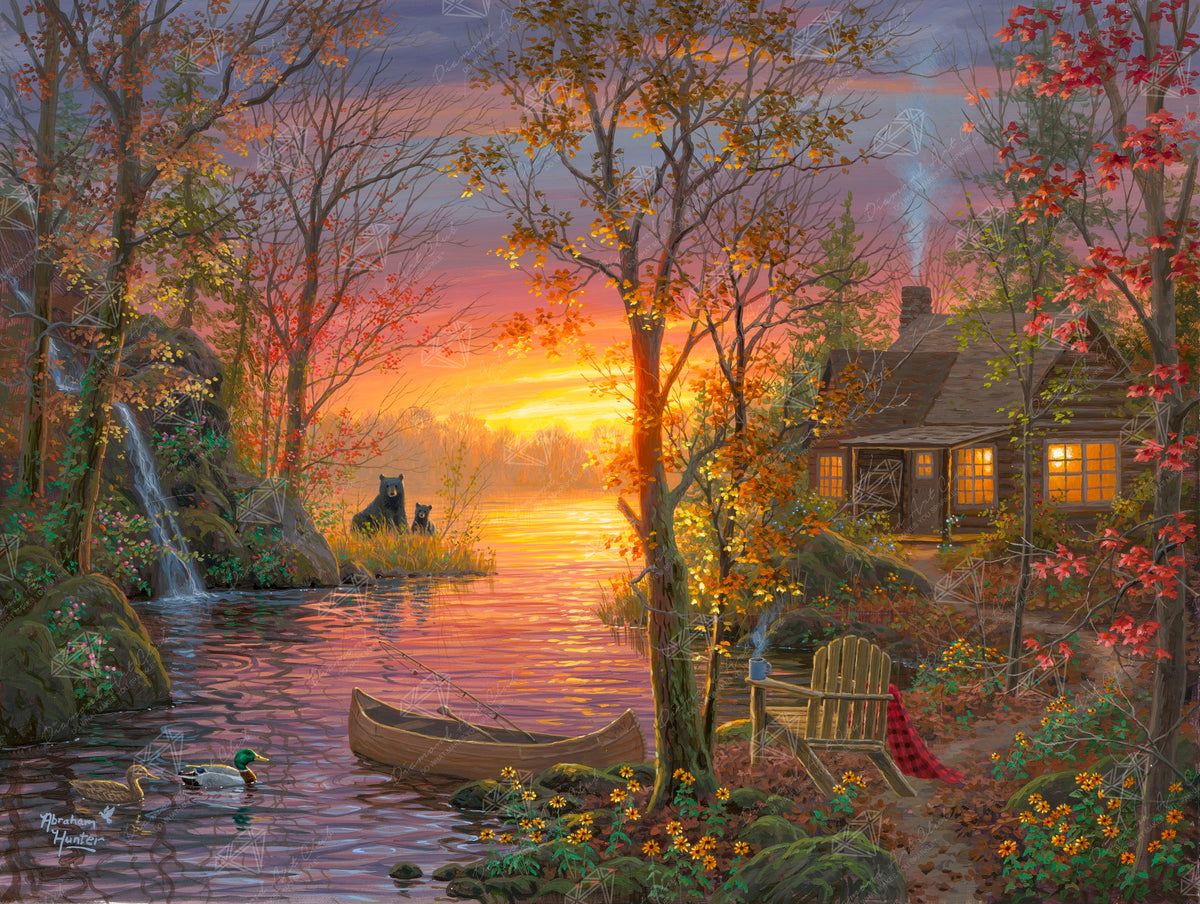 Diamond Painting Autumn Vacation 36.6" x 27.6" (92.8cm x 69.9cm) / Square with 63 Colors including 2 ABs and 5 Fairy Dust Diamonds / 104,813