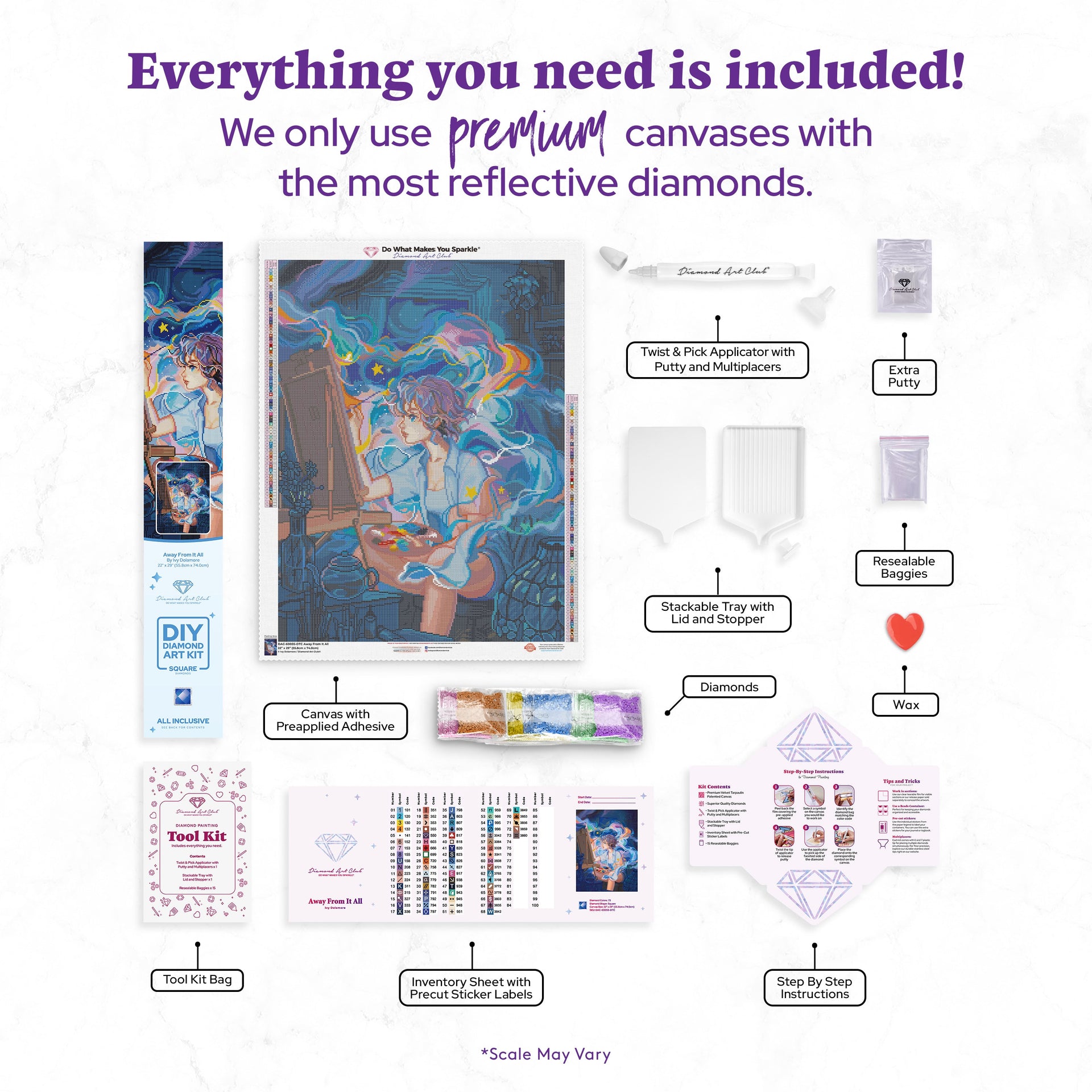 Diamond Painting Away From It All 22" x 29" (55.8cm x 74cm) / Square With 73 Colors Including 5 ABs / 66,528