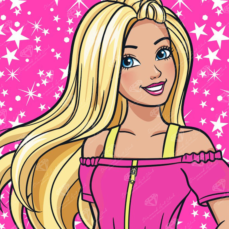 Diamond Painting Barbie™ 13" x 13" (33cm x 33cm) / Round with 17 Colors including 1 AB and 1 Special Diamond and 2 Fairy Dust Diamonds / 14,400