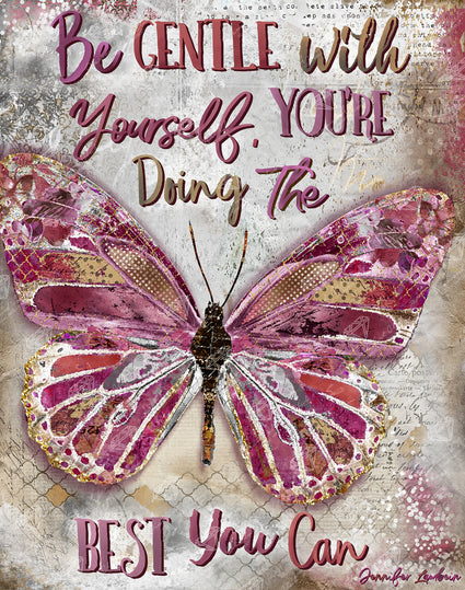 Diamond Painting Be Gentle Butterfly 22" x 28" (55.8cm x 70.7cm) / Square with 49 colors including 2 ABs and 1 Electro Diamond and 1 Special Diamond and 2 Fairy Dust Diamonds / 63,616