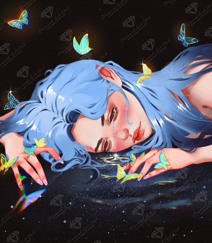 Diamond Painting Beautiful Sadness 22" x 25" (55.6cm x 63.6cm) / Round with 50 Colors including 2 ABs and 3 Fairy Dust Diamonds / 46,662