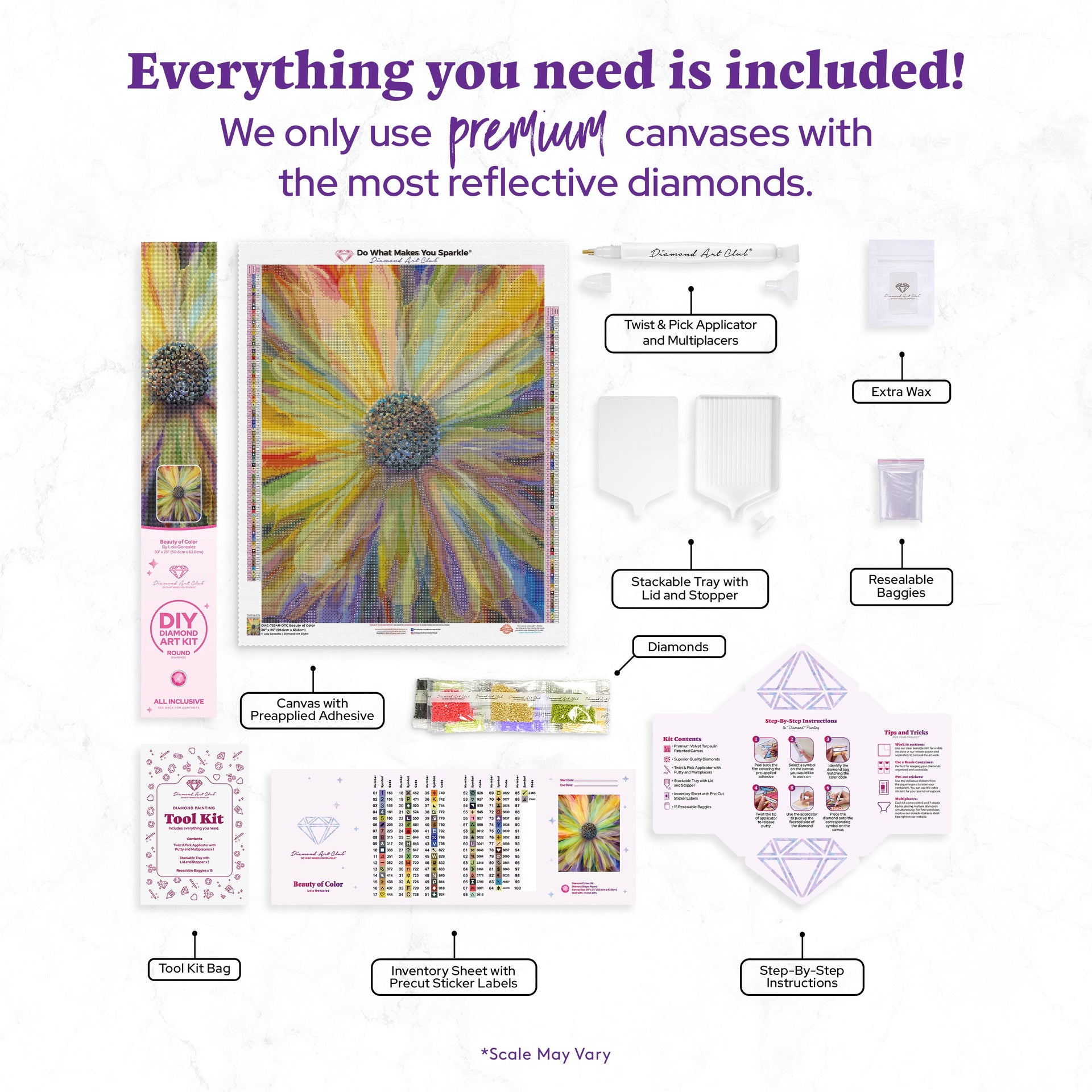 Diamond Painting Beauty of Color 20" x 25" (50.6cm x 63.8cm) / Round with 86 Colors including 2 ABs and 2 Fairy Dust Diamonds / 42,688