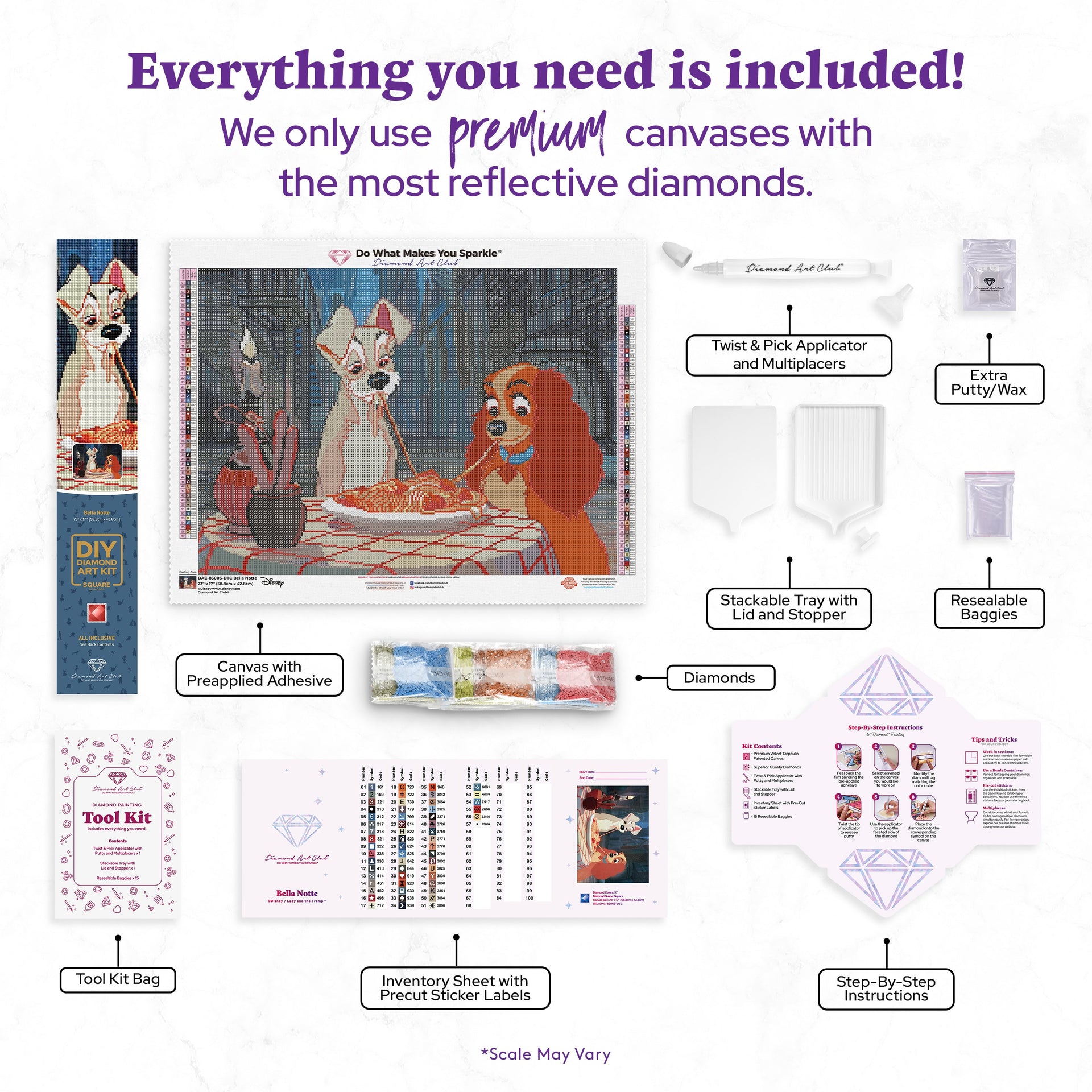 Diamond Painting Bella Notte 23" x 17" (58.8cm x 42.8cm) / Square with 57 Colors including 1 AB and 4 Fairy Dust Diamonds / 40,592