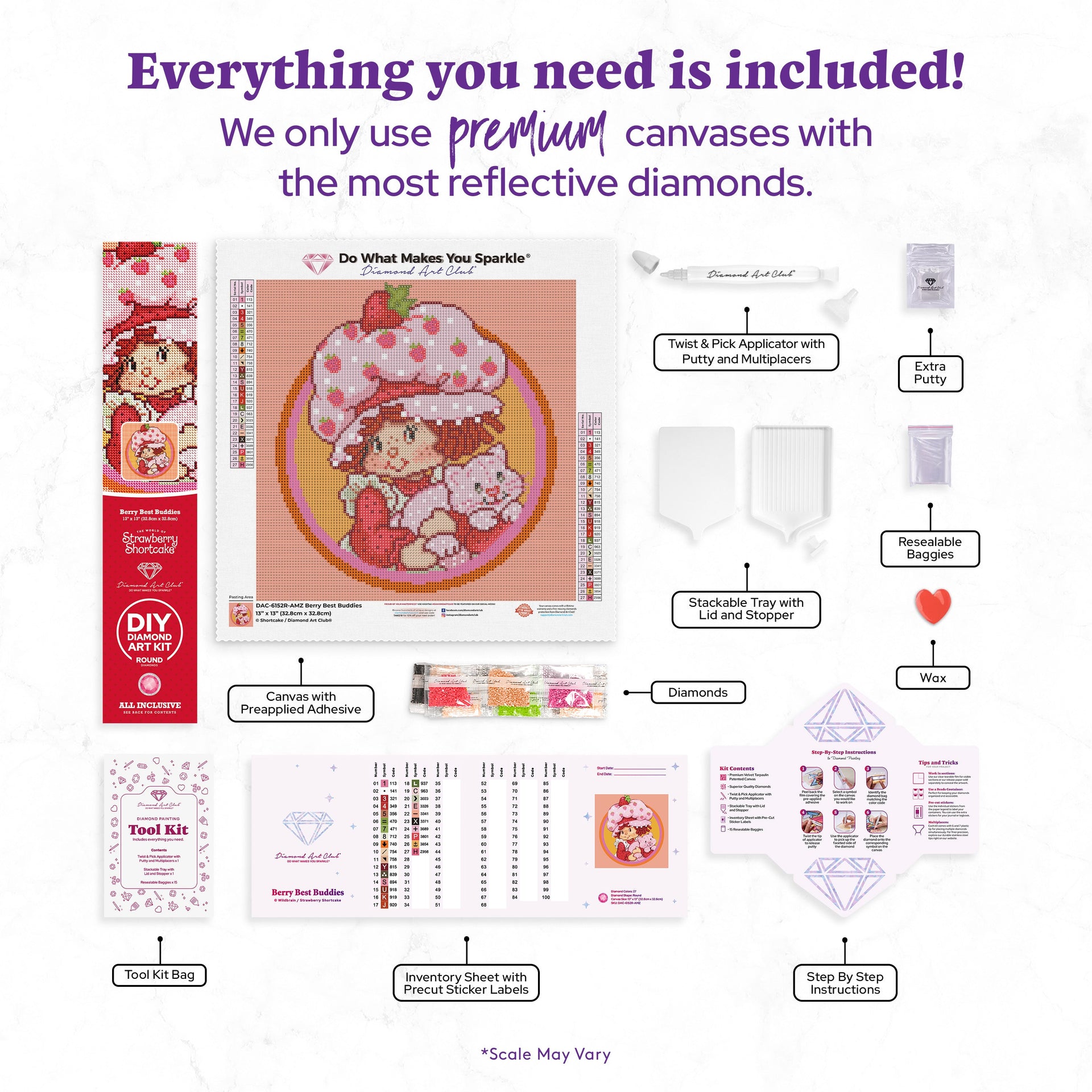 Diamond Painting Berry Best Buddies 13" x 13" (32.8cm x 32.8cm) / Round with 27 Colors including 2 AB Diamonds and 1 Fairy Dust Diamonds / 13,689