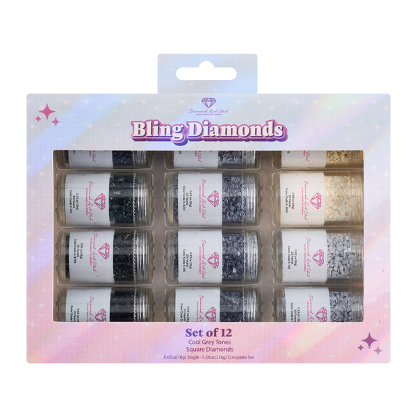 Bling Diamonds – Cool Gray Tones Square (Set of 12) – Diamond Art Club
