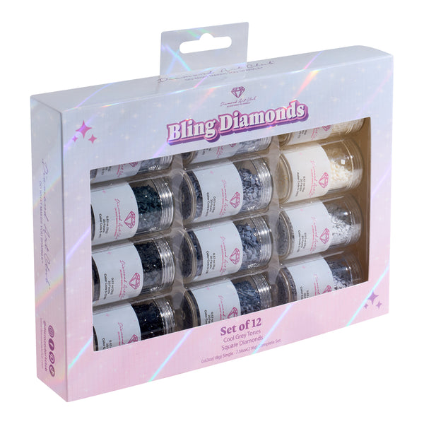 Bling Diamonds – Cool Gray Tones Square (Set of 12) – Diamond Art Club