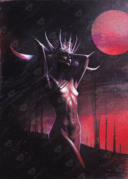 Diamond Painting Blood Moon 20" x 28" (50.7cm x 70.6cm) / Round with 46 Colors including 4 ABs / 45,612