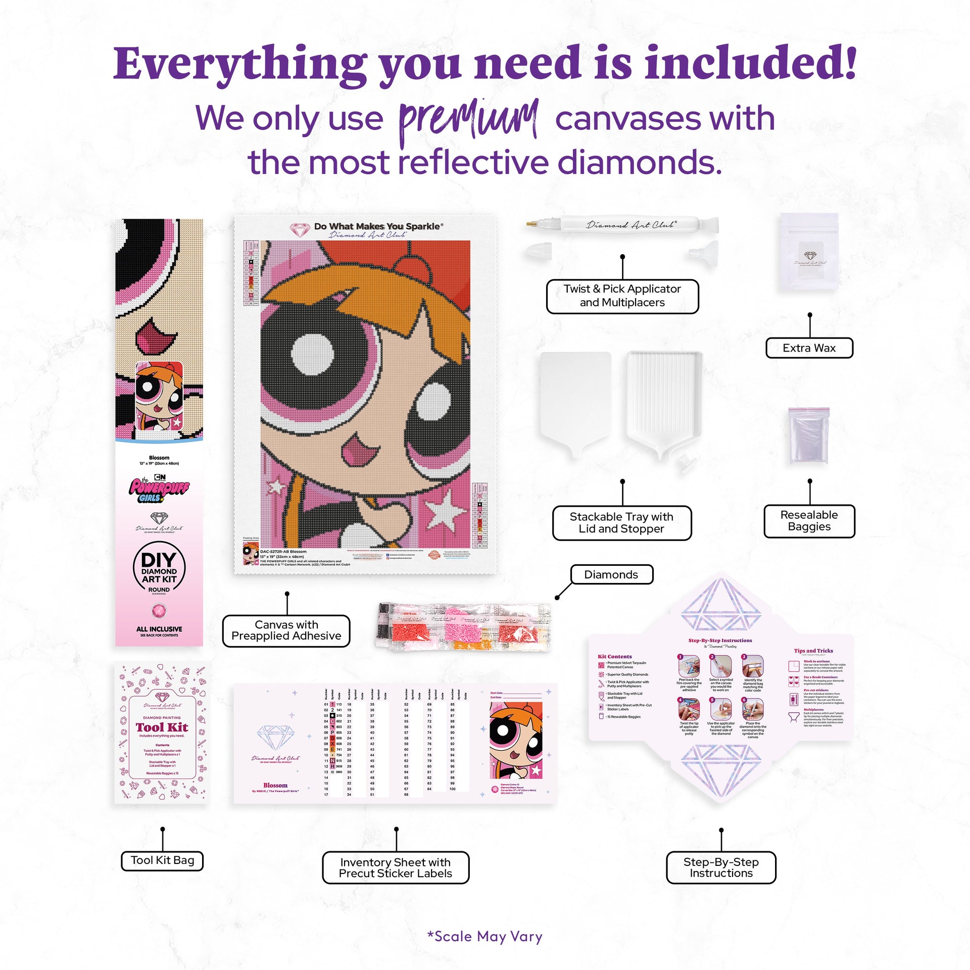 Diamond Painting Blossom 13" x 19" (33cm x 48cm) / Round with 13 Colors including 2 ABs / 20,007