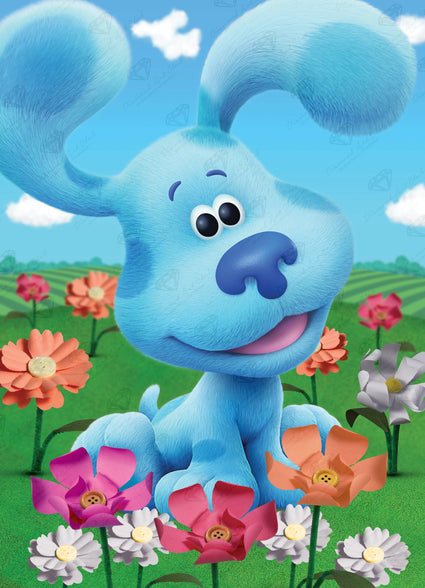 Diamond Painting Blue™ in a Field of Flowers 13" x 18" (32.8cm x 45.5cm) / Round with 43 Colors including 2 ABs and 1 Fairy Dust Diamonds / 18,954