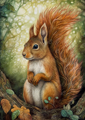 Diamond Painting Boho Squirrel 22" x 31" (55.8cm x 78.7cm) / Square with 77 Colors including 3 ABs and 3 Fairy Dust Diamonds / 70,784