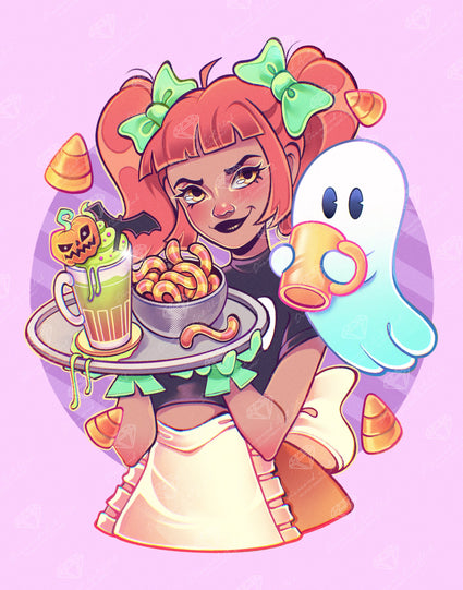 Diamond Painting Boo! It's Coffee Time 22" x 28" (55.6cm x 70.7cm) / Round With 74 Colors Including 2 ABs and 5 Fairy Dust Diamonds / 51,914