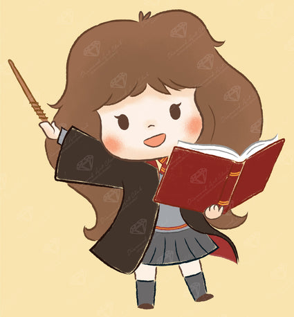 Diamond Painting Bookworm 13" x 14" (32.8cm x 35.3cm) / Round With 16 Colors Including 2 ABs / 14,742