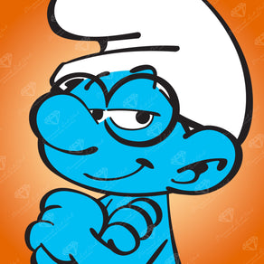 Diamond Painting Brainy Smurf 9" x 9" (23cm x 23cm) / Round with 7 Colors including 1 Glow In The Dark Diamond / 6,724