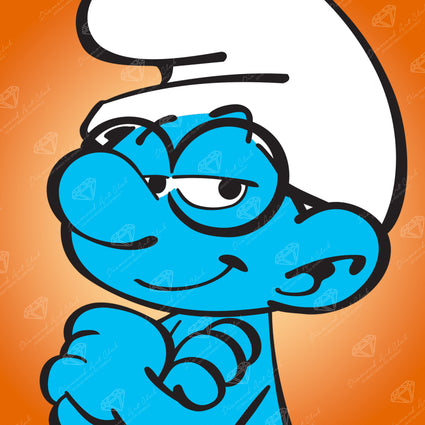 Diamond Painting Brainy Smurf 9" x 9" (23cm x 23cm) / Round with 7 Colors including 1 Glow In The Dark Diamond / 6,724
