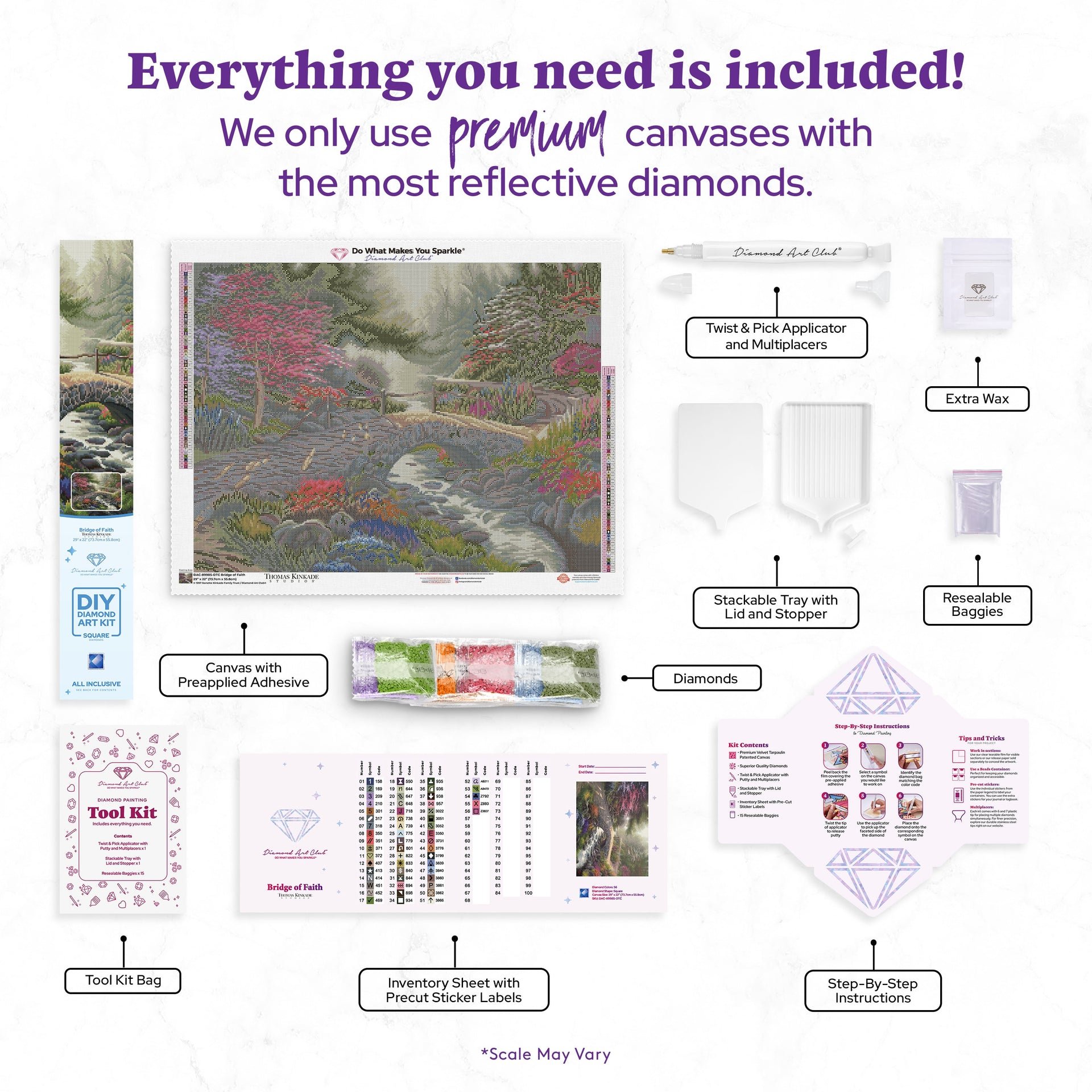 Diamond Painting Bridge of Faith 29" x 22" (73.7cm x 55.8cm) / Square With 56 Colors Including 2 ABs and 3 Fairy Dust Diamonds / 66,304