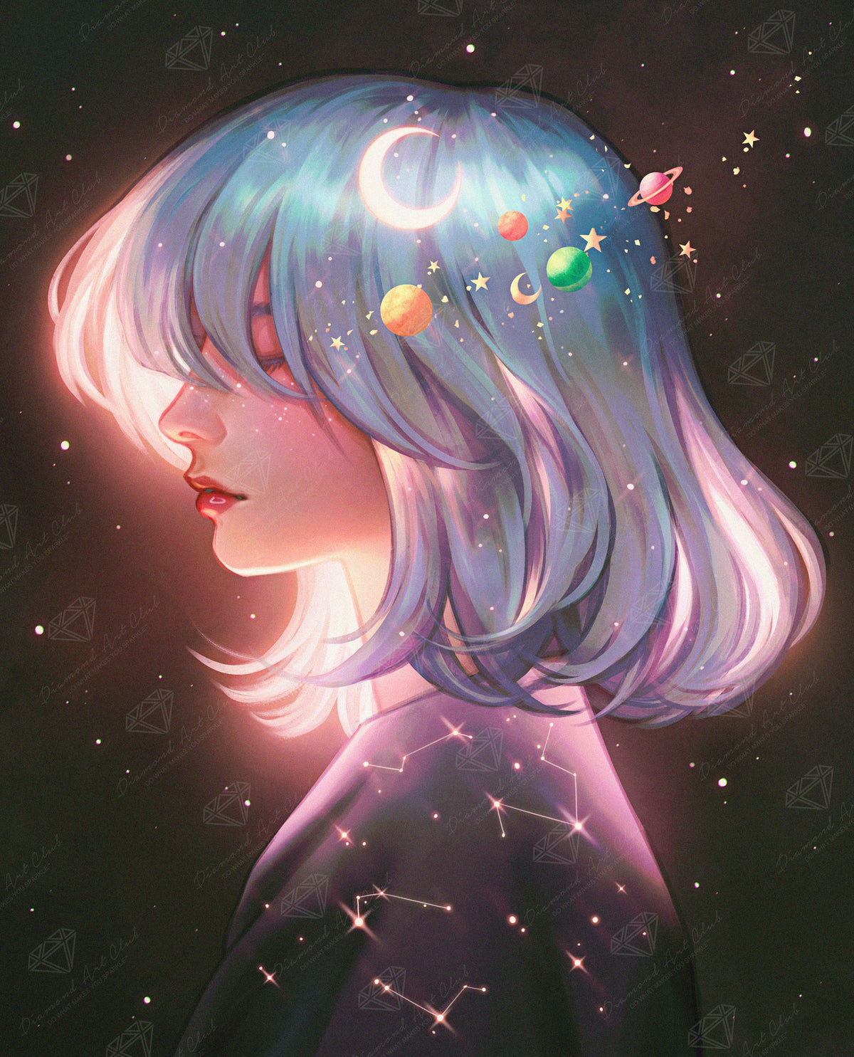 Diamond Painting Bring Me Back to the Stars 22" x 27" (55.6cm x 68.8cm) / Round with 82 Colors including 2 ABs and 1 Frosted Diamond and 4 Fairy Dust Diamonds / 50,500