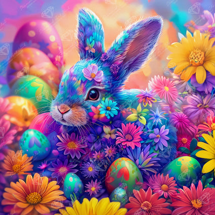 Diamond Painting Bunny Love 22" x 22" (55.8cm x 55.8cm) / Square with 87 Colors including 4 ABs and 2 Fairy Dust Diamonds / 50,176