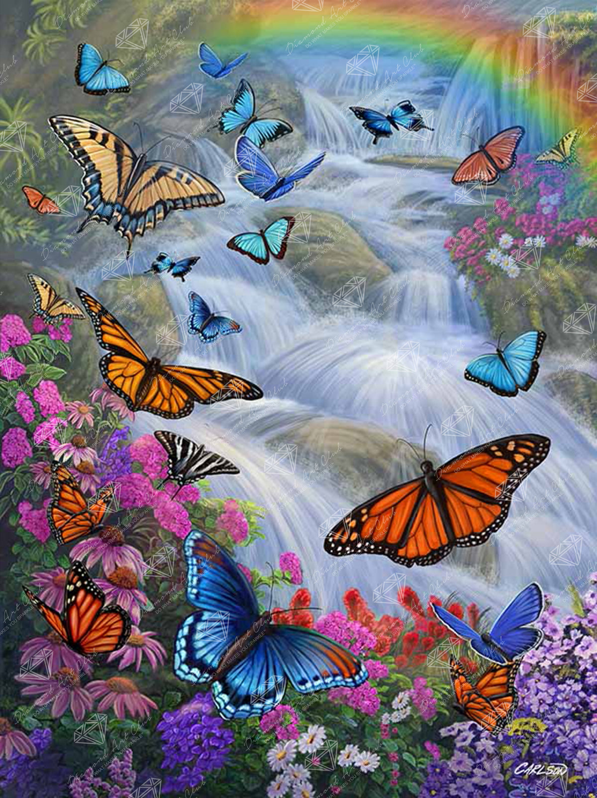 Diamond Painting Butterfly Paradise 25.6" x 34.3" (65cm x 86.9cm) / Square with 102 Colors including 4 ABs and 6 Fairy Dust Diamonds / 91,089