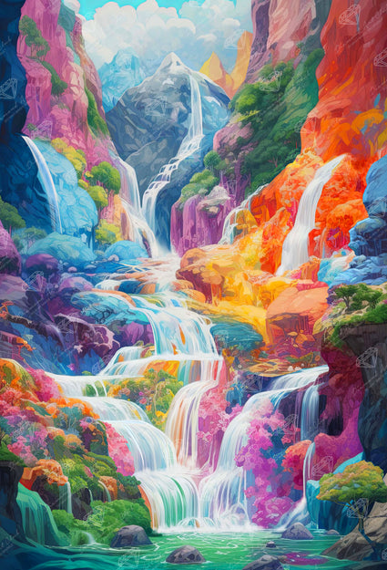 Diamond Painting Candy Waterfalls 27.6" x 40.6" (70cm x 103cm) / Square with 97 Colors including 3 ABs and 3 Fairy Dust Diamonds / 116,053