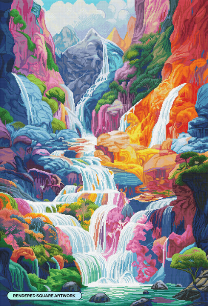 Diamond Painting Candy Waterfalls 27.6" x 40.6" (70cm x 103cm) / Square with 97 Colors including 3 ABs and 3 Fairy Dust Diamonds / 116,053