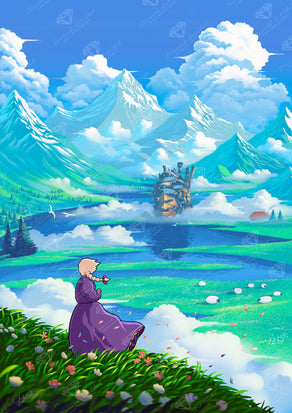 Diamond Painting Castle and Mountains 25.6" x 36.2" (65cm x 91.8cm) / Square with 63 Colors including 1 AB and 5 Fairy Dust Diamonds / 96,309