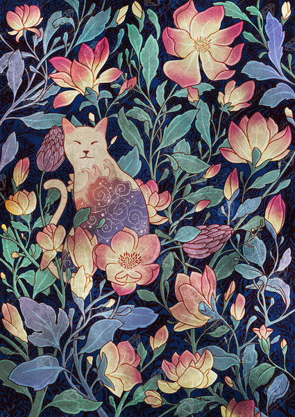 ダイヤモンドアートクラブ Cat and Magnolia Cat and Magnolia Diamond Painting Kit – Diamond Art Club