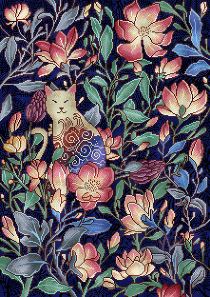 Cat and Magnolia Diamond Painting Kit – Diamond Art Club