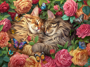 Diamond Painting Cats in Love 36.6" x 27.6" (92.9cm x 69.7cm) / Square With 69 Colors Including 2 ABs and 4 Fairy Dust Diamonds / 104,440