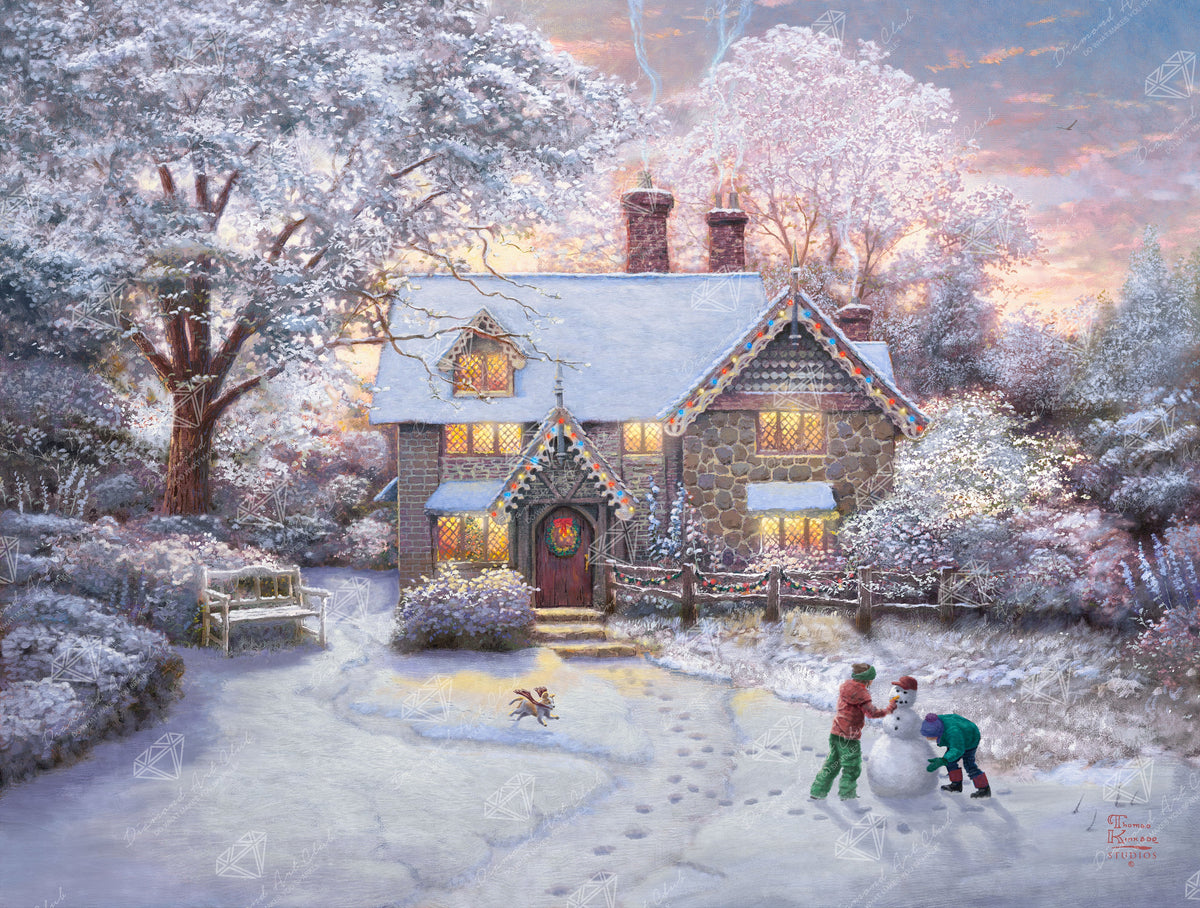 Diamond Painting Christmas at Gingerbread Cottage 33.9" x 25.6" (85.9cm x 65cm) / Square With 81 Colors Including 2 ABs and 2 Iridescent Diamonds and 1 Fairy Dust Diamond / 90,045