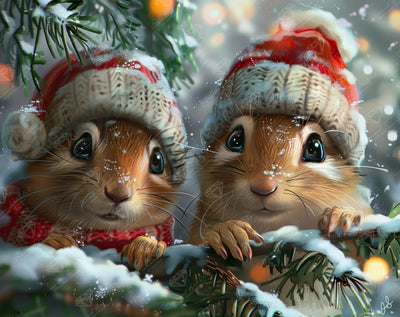 Diamond Painting Christmas Buddies 25" x 20" (63.8cm x 50.6cm) / Round with 57 Colors including 2 ABs and 4 Fairy Dust Diamonds / 42,688