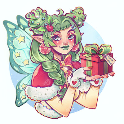 Diamond Painting Christmas Fairy 22" x 22" (55.6cm x 55.6cm) / Round With 68 Colors Including 2 ABs and 1 Iridescent Diamond and 6 Fairy Dust Diamonds / 40,804