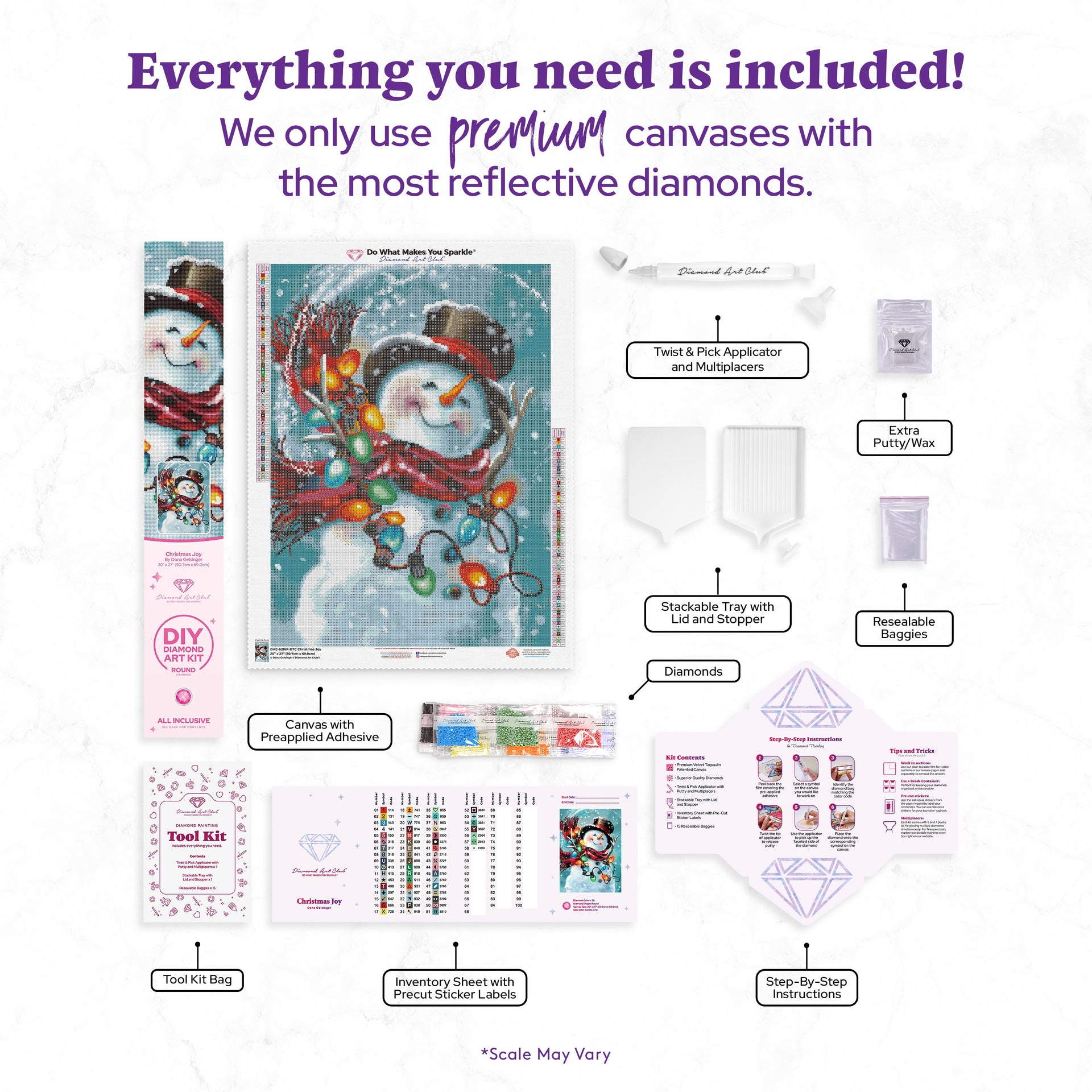 Diamond Painting Christmas Joy 20" x 27" (50.7cm x 69cm) / Round with 58 Colors including 4 ABs and 3 Fairy Dust Diamonds / 44,526